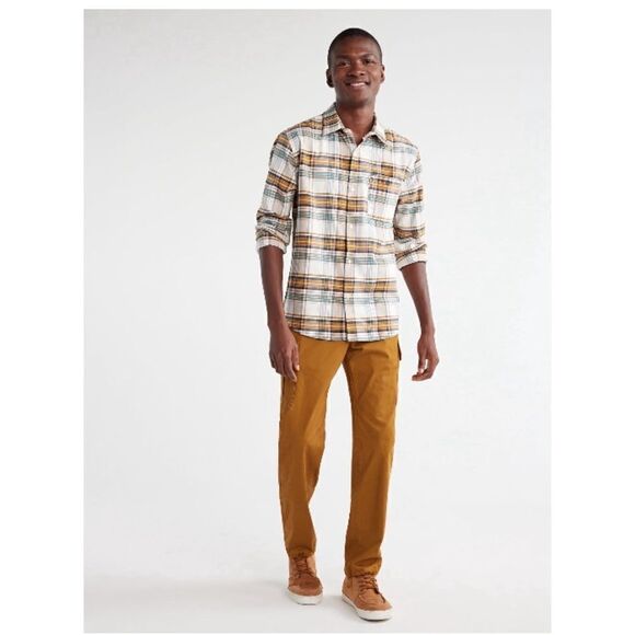 Men's Long Sleeve Button Down Plaid Stretch Oxford Tartan Shirt 2-Pack Size L - Picture 7 of 15